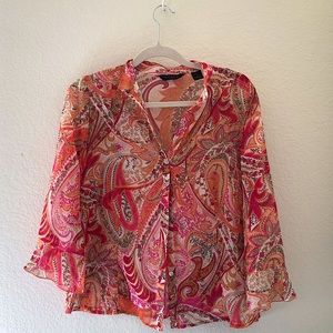 Amazing vintage sheer paisley button down top!!!